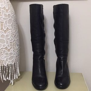 Women’s Sofft High Heel Black Leather Boots Size 9